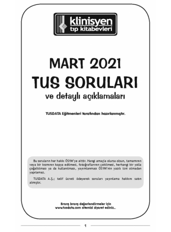 MART 2021 ÖSYM'nin Orjinal TUS SORULARI