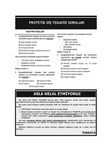 DUS Miadent Soruları ( 7.Baskı ) Protetik Diş